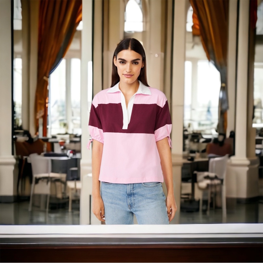 Free Assembly Women’s Tie-Sleeve Polo Top. New.